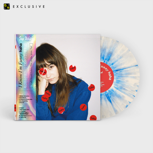 Faye Webster I Know I’m Funny haha limited edition white, blue splatter vinyl LP mockup with obi