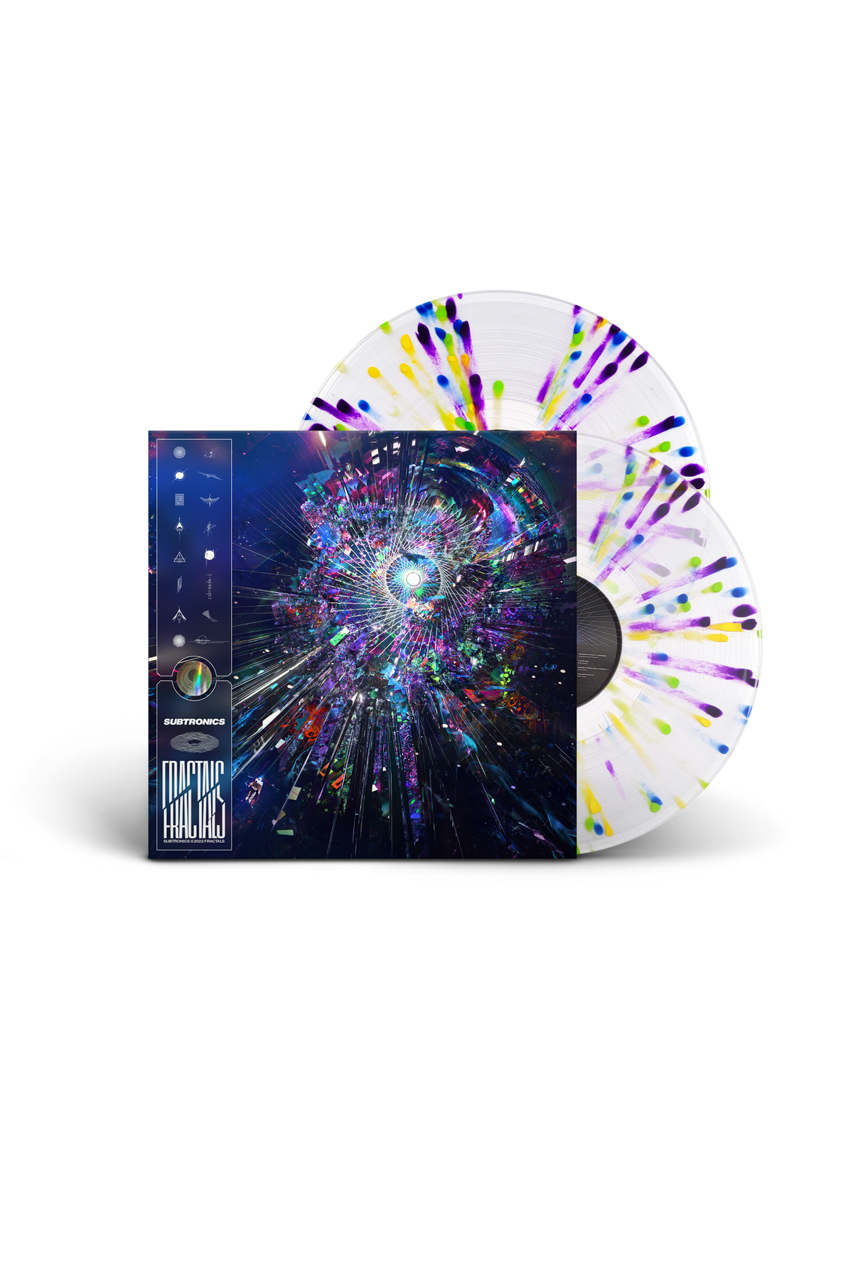 Subtronics Fractals limited edition clear radial splatter gatefold vinyl 2LP mockup