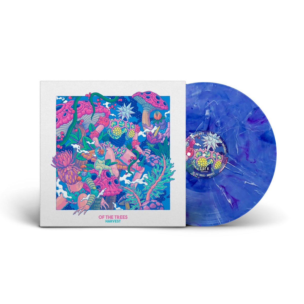 Of The Trees Harvest limited edition blue marbled splatter 12" vinyl EP mockup