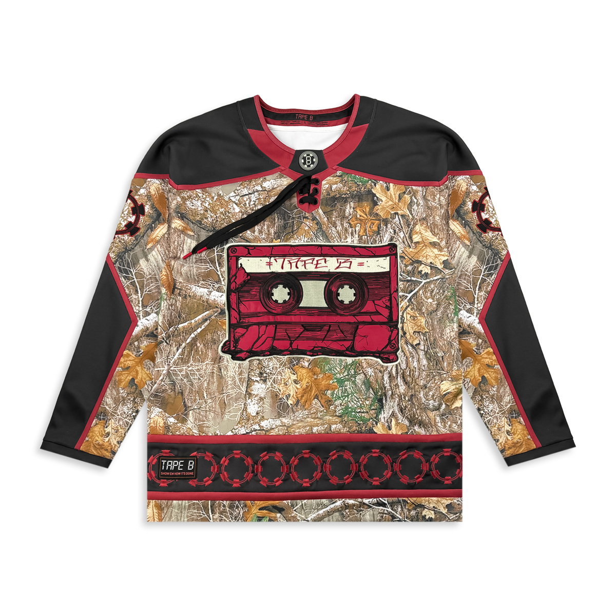 Tape B REAL B Red Camo Hockey Jersey front