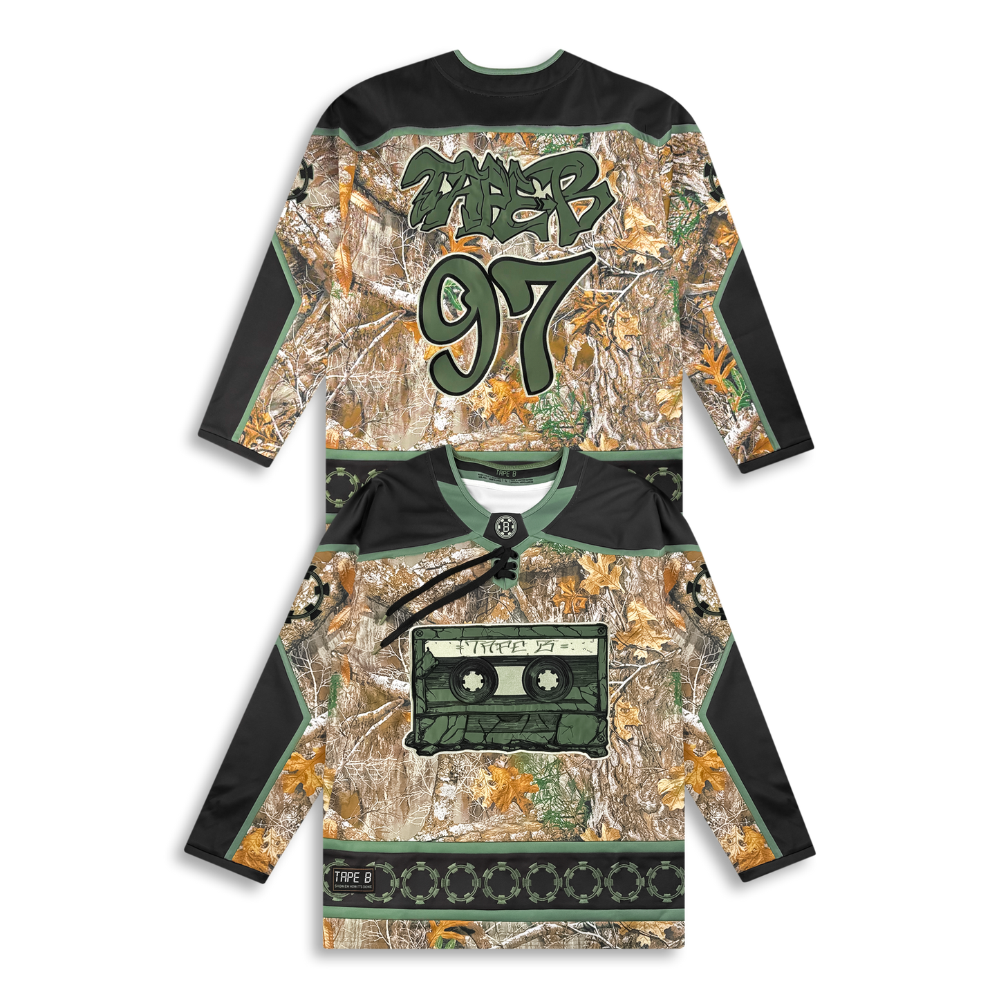Tape B - REAL B Green Camo Hockey Jersey (Size Medium)