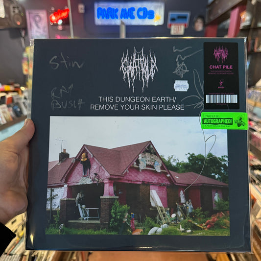 SIGNED Chat Pile This Dungeon Earth / Remove Your Skin Please sea blue vinyl LP autographed jacket