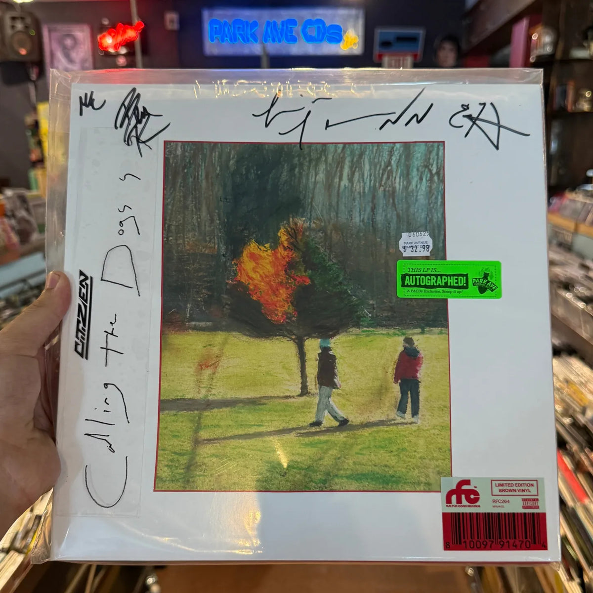 Citizen Calling The Dogs vinyl LP front cover autographed by the band, with hype stickers
