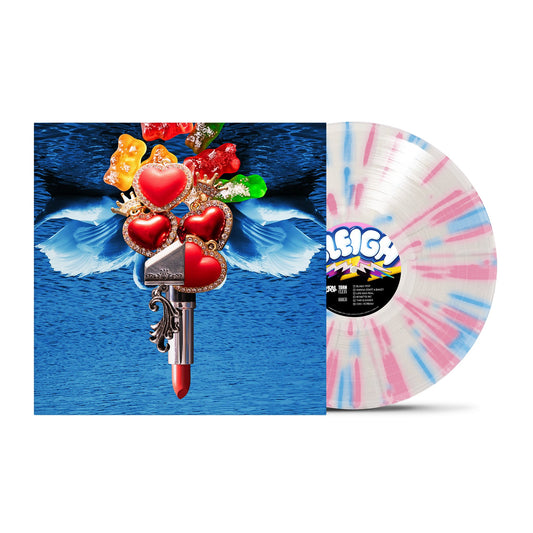 Sleigh Bells Bunky Becky Birthday Boy limited edition clear pink and blue splatter vinyl LP mockup