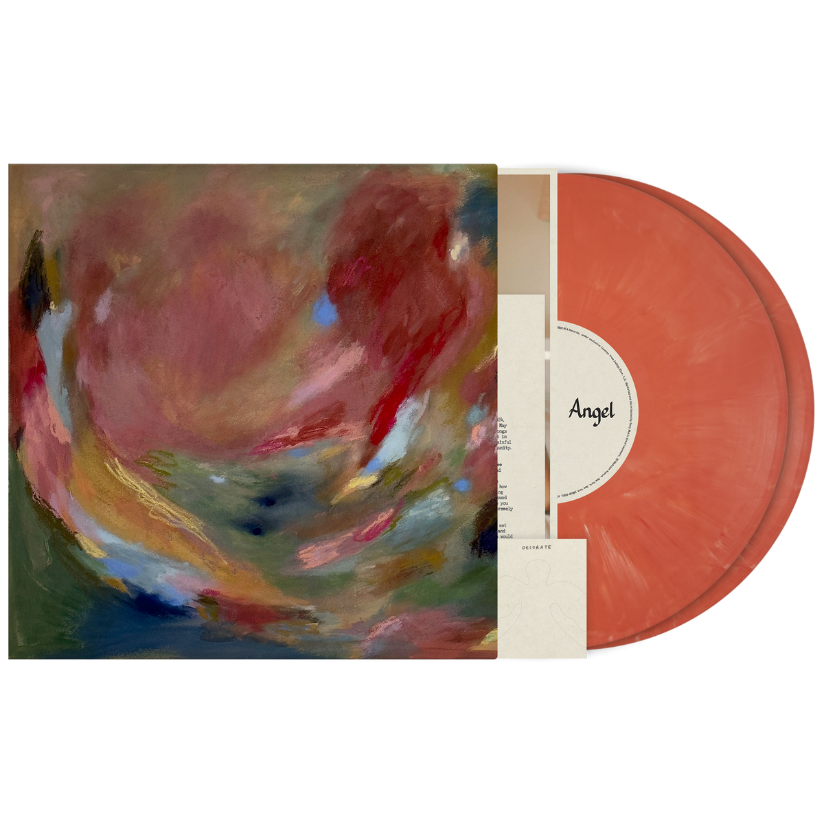 Lizzy McAlpine Angel limited edition peach vinyl 2LP mockup with cover and insert
