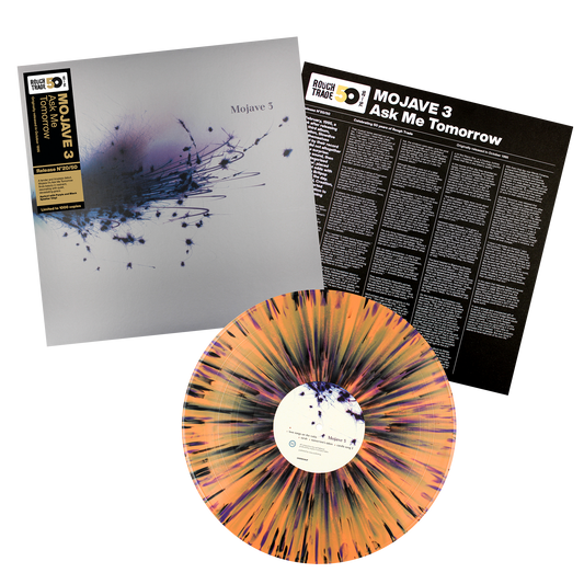 Mojave 3 Ask Me Tomorrow limited edition apricot with purple and black splatter vinyl LP mockup with cover