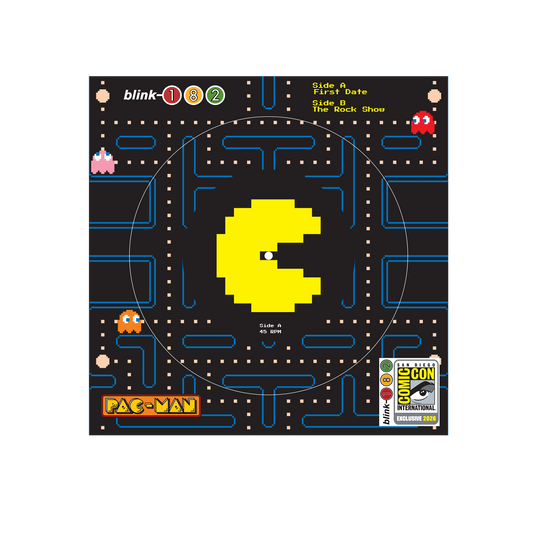 blink-182 First Date / The Rock Show limited edition PAC-MAN picture disc 12" vinyl single mockup