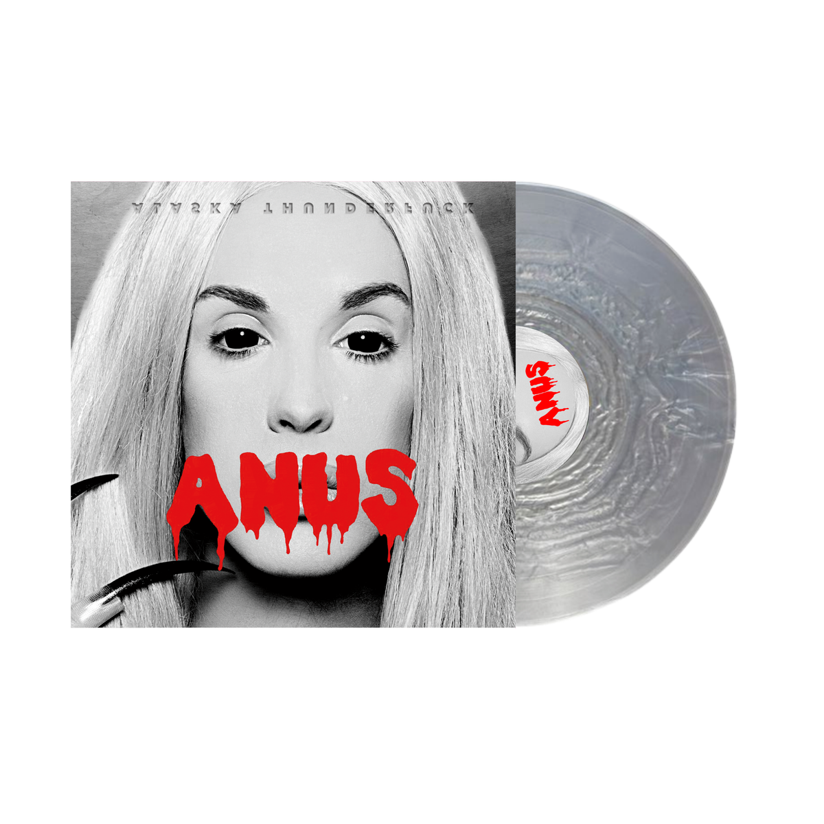 Alaska Thunderfuck Anus Limited Edition Translucent Silver Vinyl Record LP mockup