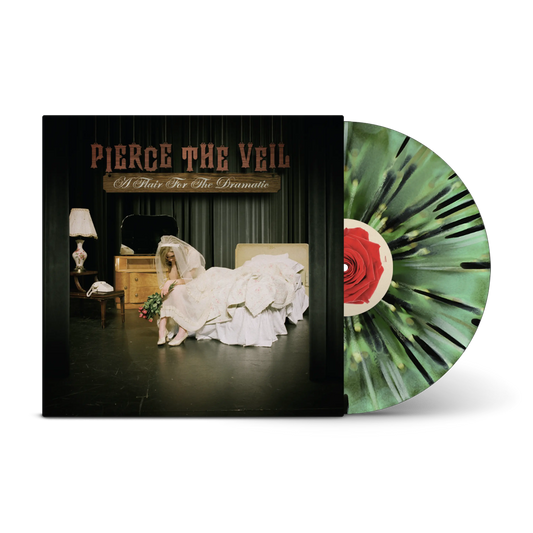 Pierce The Veil A Flair For The Dramatic limited edition swamp, olive, opaque green tri-color vinyl LP mockup