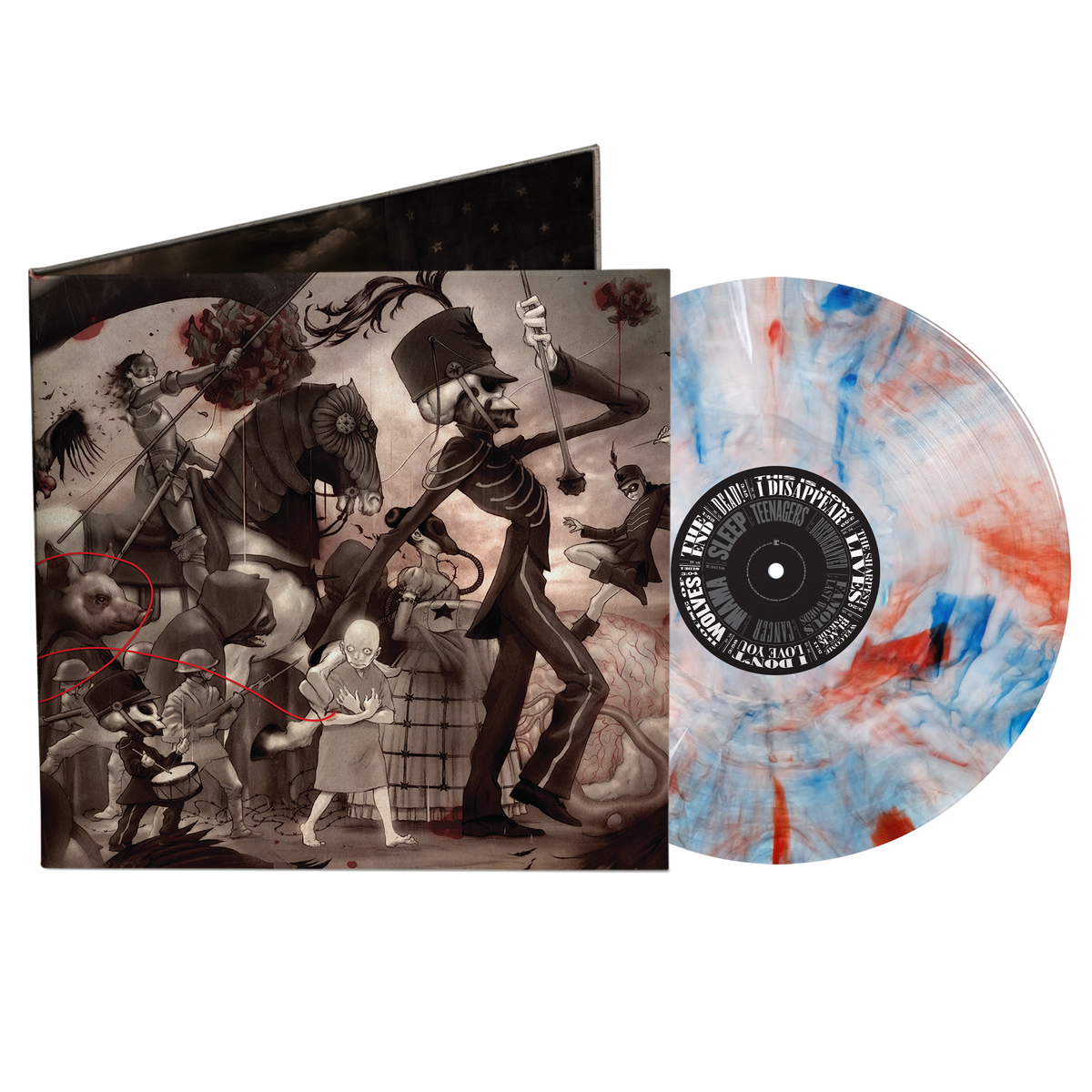 My Chemical Romance The Black Parade limited edition Washington DC exclusive red, white & blue marble vinyl LP mockup