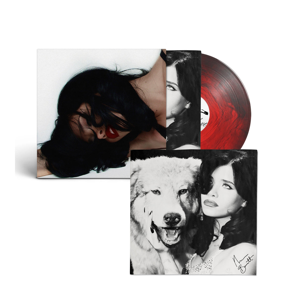 Nessa Barrett Tough Love limited edition Bleeding Heart red, black swirl LP vinyl with signed art card