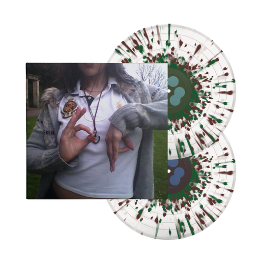 Bassvictim Basspunk 1 + 2 limited edition transparent green, brown, white splatter 2LP vinyl mockup
