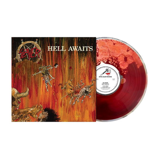 Slayer Hell Awaits limited edition red blood liquid-filled vinyl LP mockup