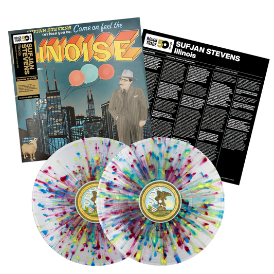 Sufjan Stevens Illinois limited edition Superhero Splatter vinyl 2LP with cover and insert mockup