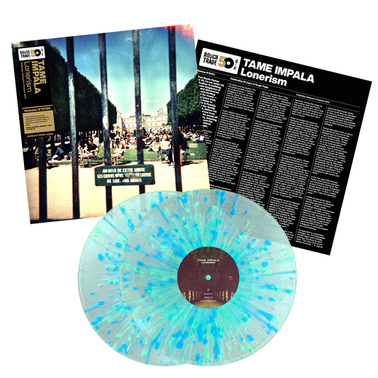 Tame Impala Lonerism Rough Trade 50 limited edition green, blue splatter 2LP vinyl mockup