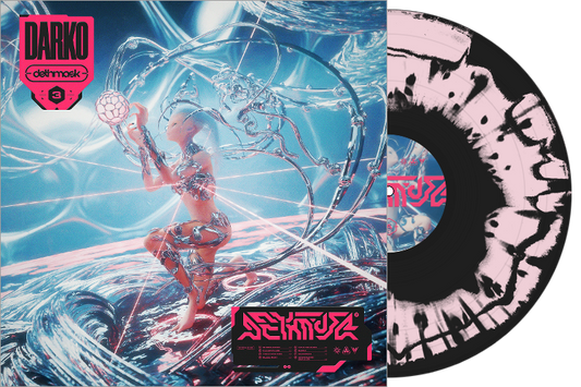 Darko Dethmask 3 limited edition Variant III pink and black splatter vinyl LP mockup with cover