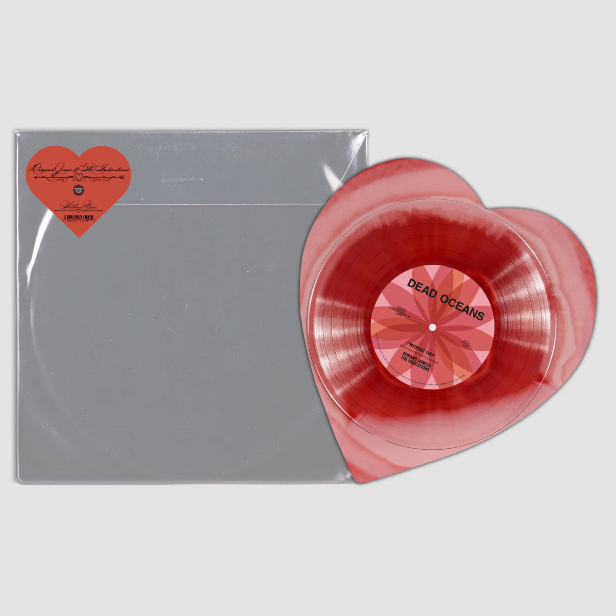 Durand Jones & The Indications Without You limited edition red, pink smash heart-shaped 12" vinyl mockup
