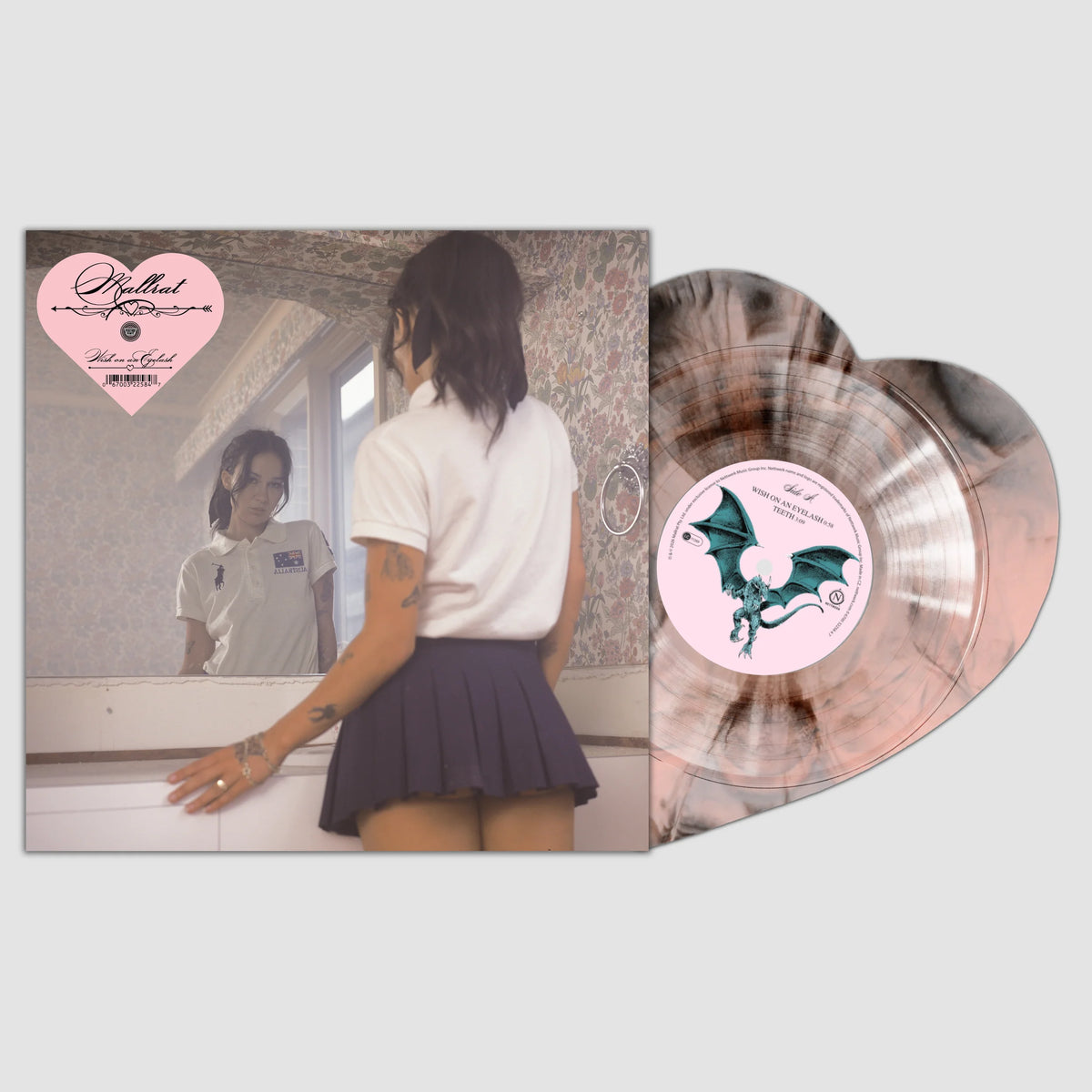 Mallrat Wish on an Eyelash limited edition marbled heart-shaped 10" vinyl single mockup