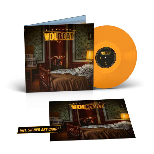 SIGNED Volbeat - God Of Angels Trust Limited Edition Lamplight Glow Vinyl Record LP