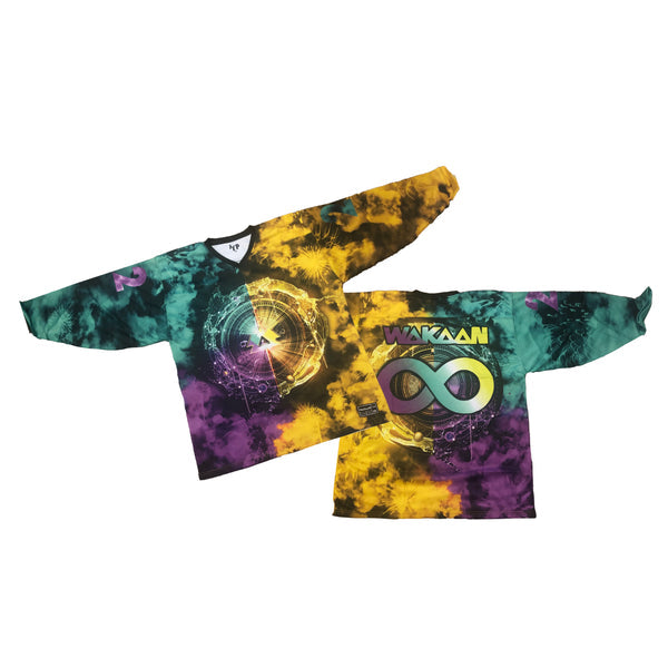 WAKAAN x NYE 2022 tie-dye hockey jersey front and back