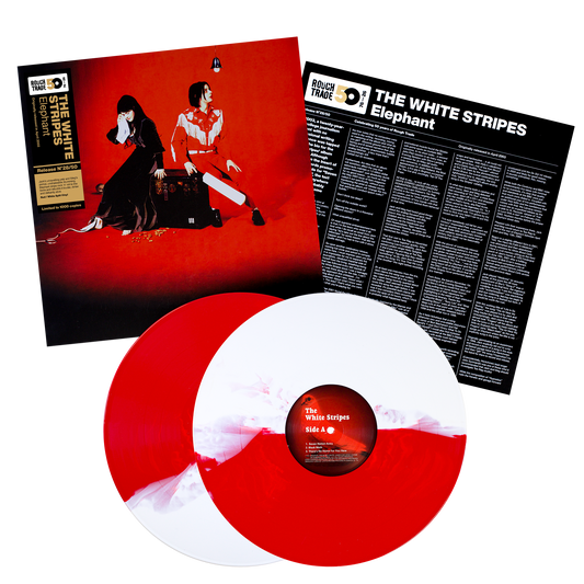 The White Stripes Elephant limited edition red, white split vinyl 2LP Rough Trade 50 mockup