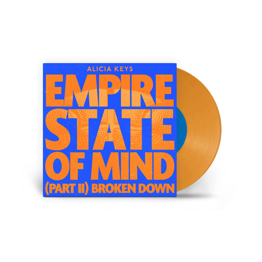 Alicia Keys Empire State Of Mind (Part II) Broken Down limited edition orange 7" single vinyl mockup