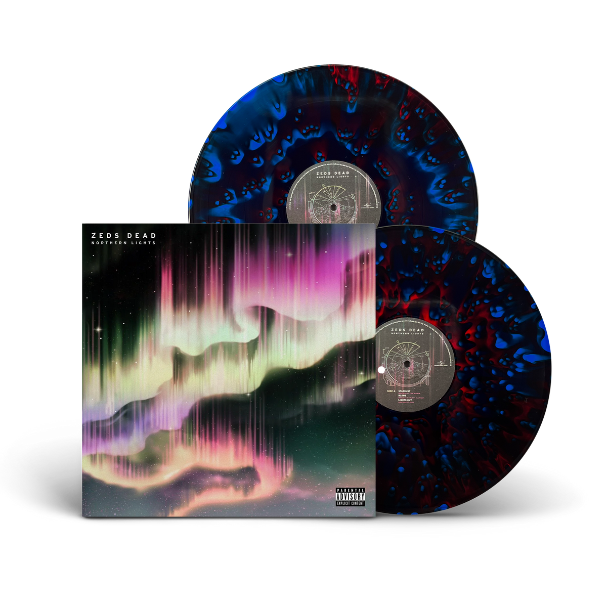 Zeds Dead Northern Lights limited edition Aurora Midnight Splatter vinyl 2LP mockup