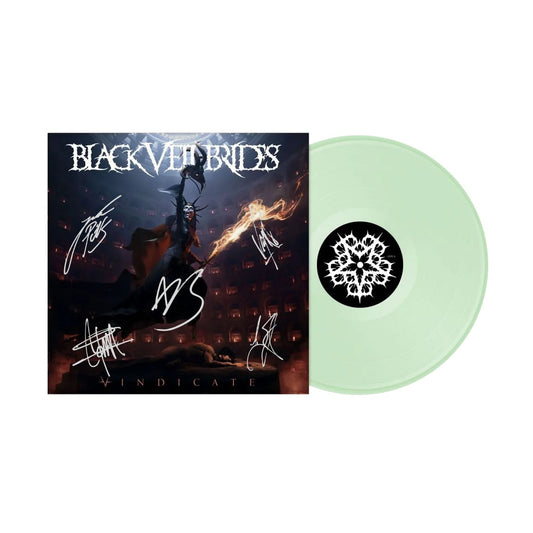 SIGNED Black Veil Brides Vindicate glow in the dark vinyl LP signed cover mockup