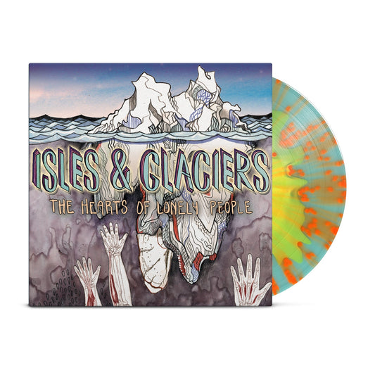 Isles & Glaciers The Hearts Of Lonely People limited edition blue yellow orange splatter vinyl LP mockup