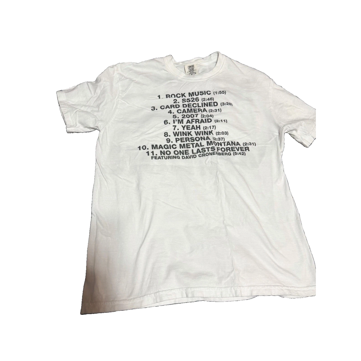 Charli XCX Music, Fashion, Film t-shirt front tracklist print
