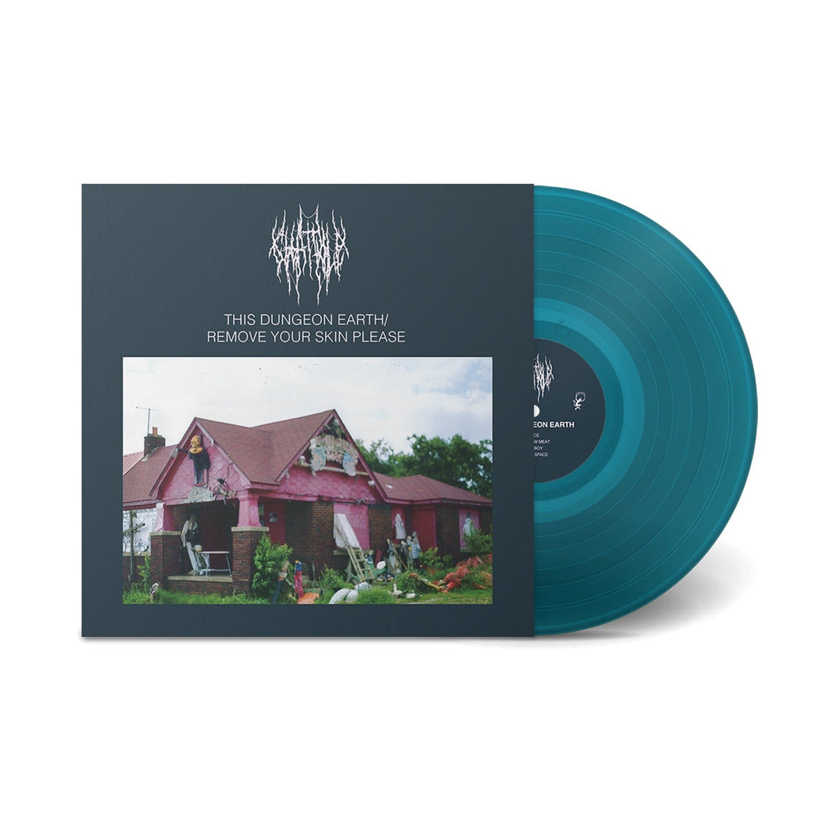 Chat Pile This Dungeon Earth / Remove Your Skin Please limited edition sea blue vinyl LP mockup