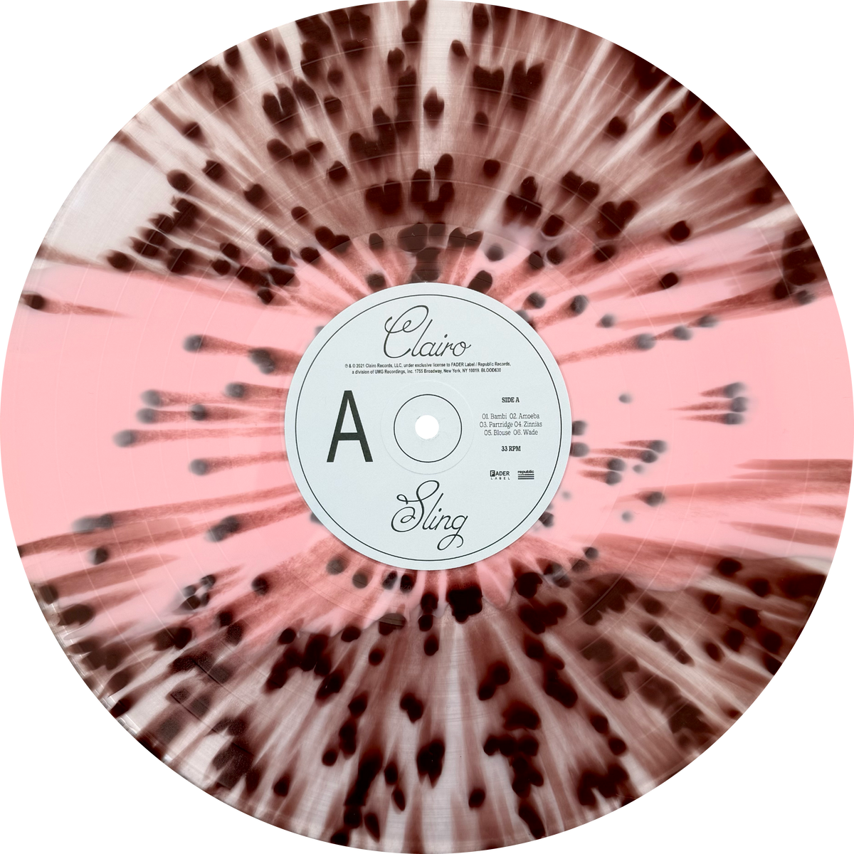 Clairo Sling limited anniversary edition pink stripe and brown splatter vinyl LP mockup