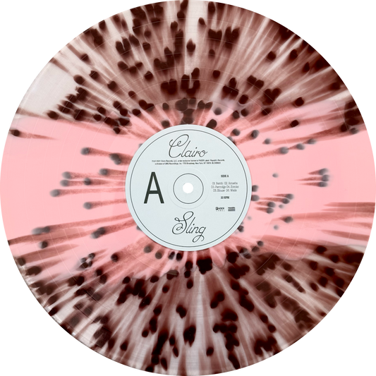 Clairo Sling limited anniversary edition pink stripe and brown splatter vinyl LP mockup