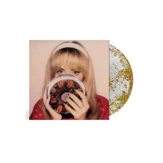 Sabrina Carpenter Fruitcake limited edition festive glitter liquid-filled vinyl LP mockup