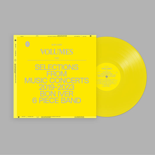 Bon Iver Volumes One limited edition Ducky Yellow vinyl LP mockup