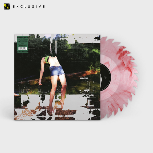 Julia Wolf Pressure limited edition Bloody Chainsaw sawblade-shaped vinyl LP mockup