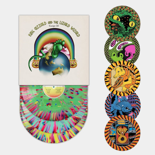 King Gizzard And The Lizard Wizard Europe 25' limited edition rainbow splatter 3xLP set with slipmat mockup