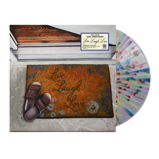Earl Sweatshirt Live Laugh Love limited edition rainbow splatter vinyl LP mockup with alternate cover