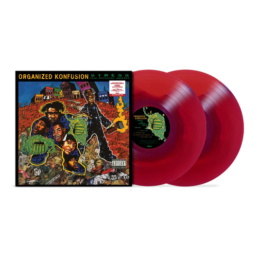 Organized Konfusion Stress: The Extinction Agenda limited edition red scarlet vinyl 2LP mockup with cover