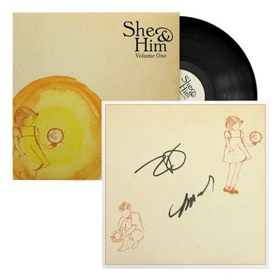 SIGNED She & Him Volume One vinyl LP with signed insert mockup