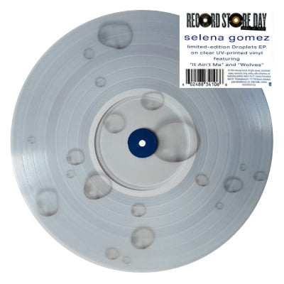 Selena Gomez Droplets RSD exclusive clear UV-printed vinyl EP mockup
