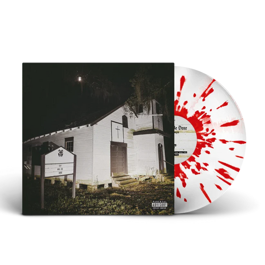 $uicideboy$ Thy Will Be Done Fans First red blood splatter vinyl LP mockup