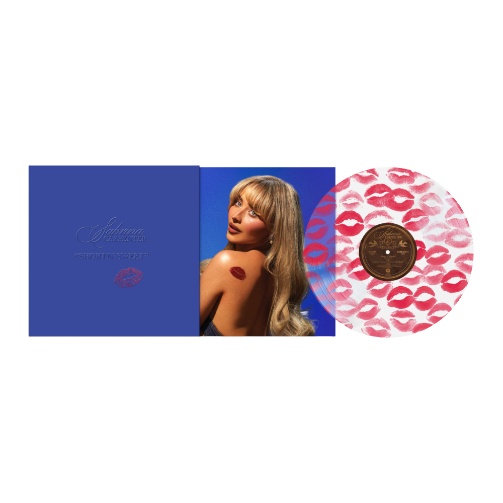 Sabrina Carpenter Short N' Sweet limited deluxe edition red lips-filled vinyl LP mockup