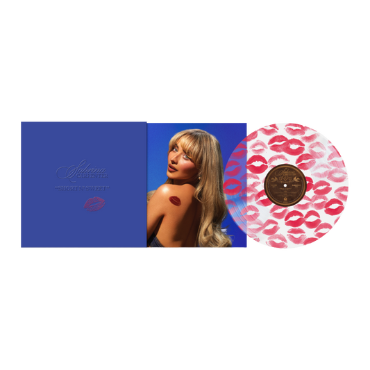Sabrina Carpenter Short N' Sweet limited deluxe edition red lips-filled vinyl LP mockup