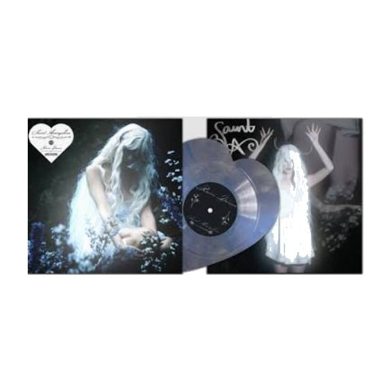 Saint Avangeline Rain Dance Limerence limited edition blue iridescent heart-shaped 7 inch vinyl mockup