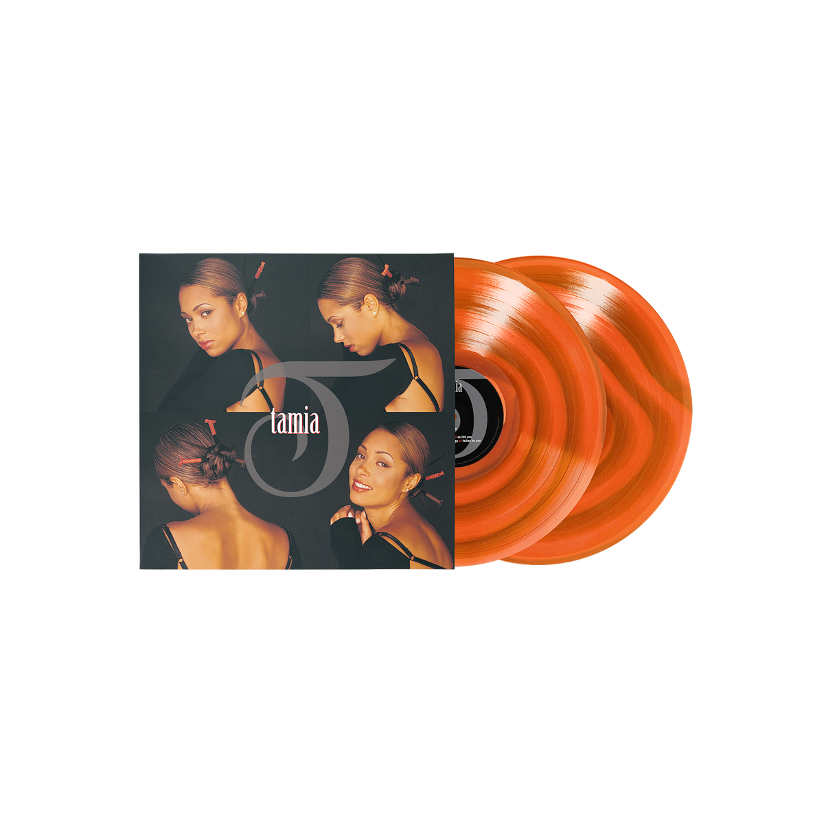 Tamia Tamia limited edition Orange Lollipop vinyl 2LP mockup with cover
